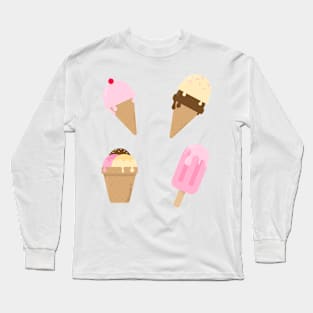 Tasty classic ice cream cone and popsicle Long Sleeve T-Shirt